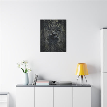 Moody Rock Garden Canvas Art - Dark Texture Dark Japandi