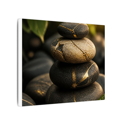 Summer River Stones Broken Beauty Canvas Art | Healing Decor