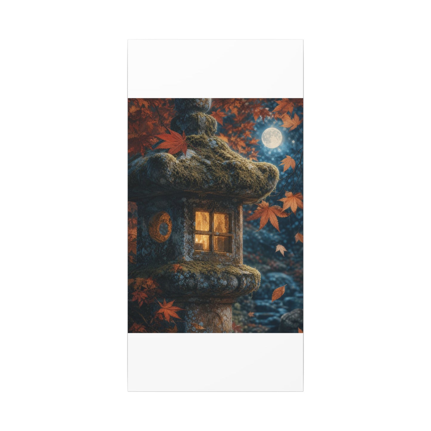 Autumn Stone Lantern Forest Whimsy Canvas Art | Earthy Decor