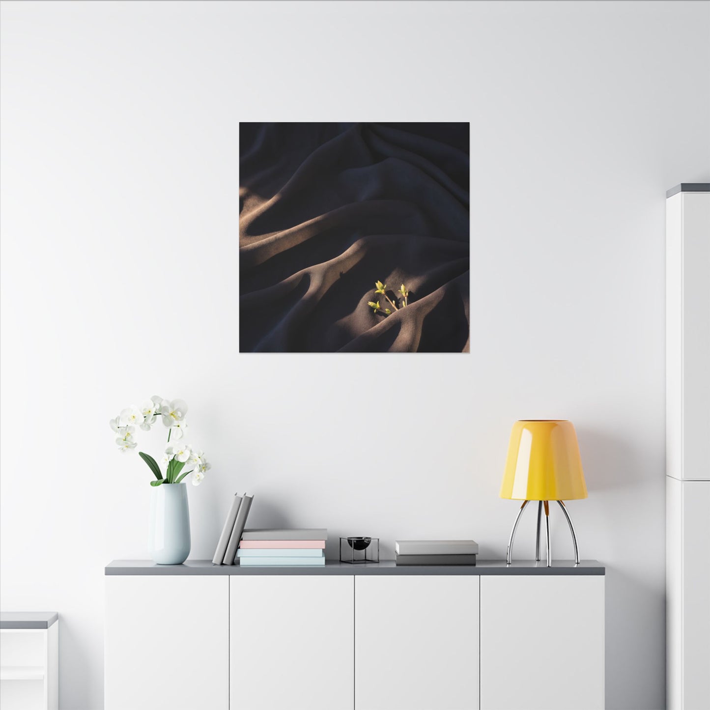 Silk Drape Shadow Zen Canvas Art | Luxurious Dark Japandi Art