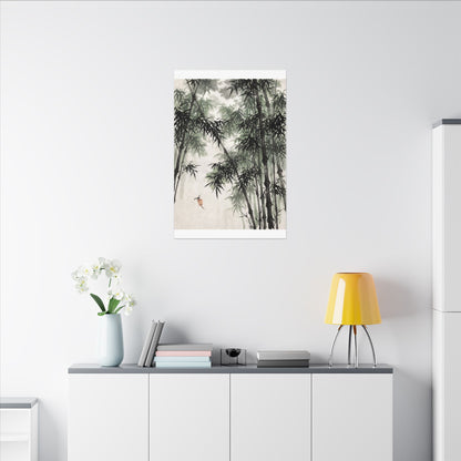Zen Bamboo Grove in Overcast | Sumi E Canvas Art
