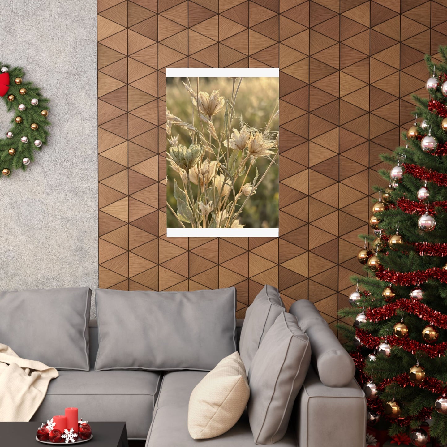 Cozy Dried Flowers Wall Art Print - Minimal Line Japandi