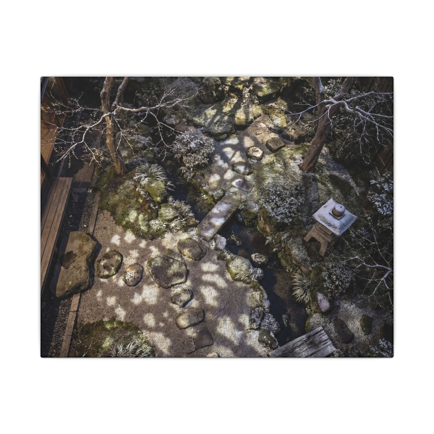 Moonlit Garden Japanese Pattern Canvas Art | Elegant Japandi Art