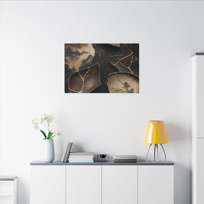 Broken Pottery Gold Vein Canvas Art | Philosophical Kintsugi Art