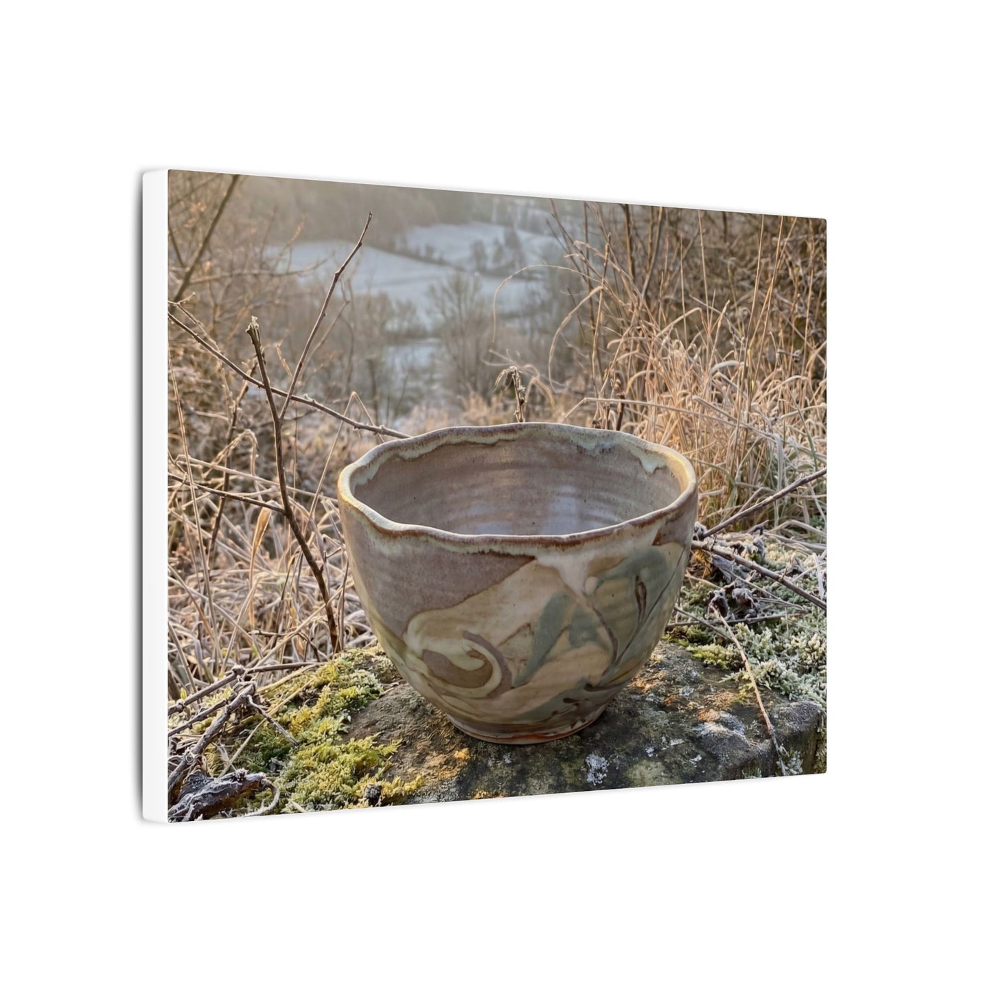 Golden Hour Ceramic Bowl Canvas Art - Japandi Shibui