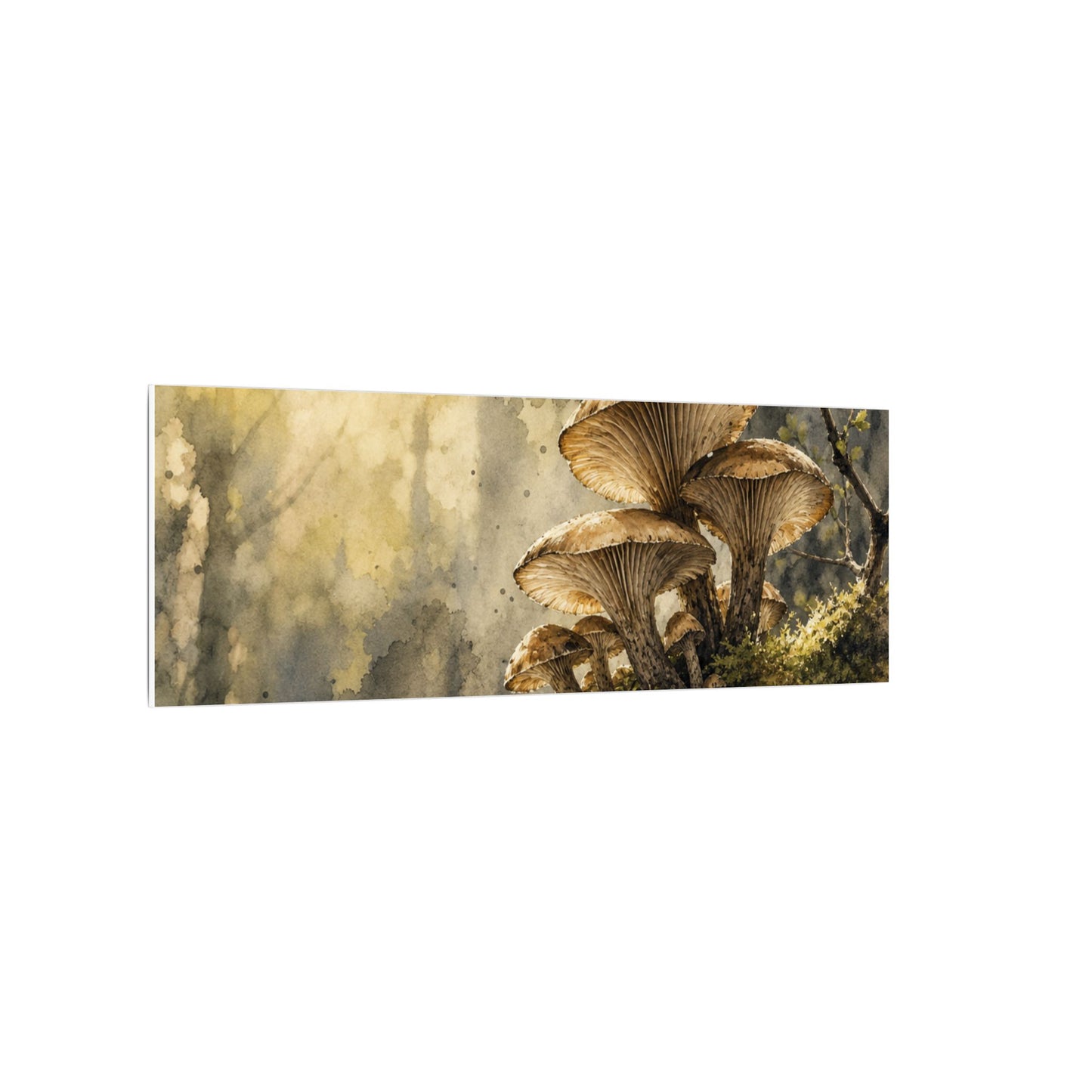 Wild Mushrooms Canvas Art | Spring Japandi Watercolor Art