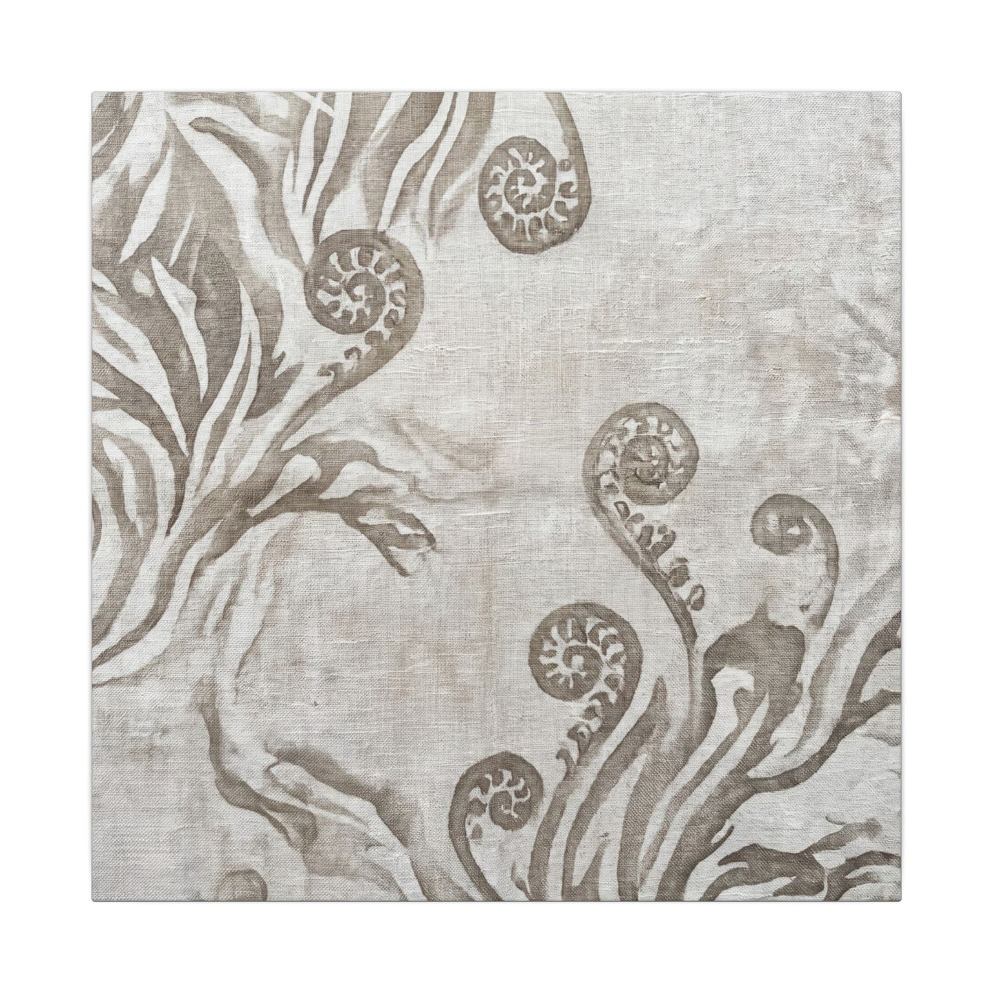 Japandi Fern Unfurling in Overcast | Japanese Pattern Canvas Art