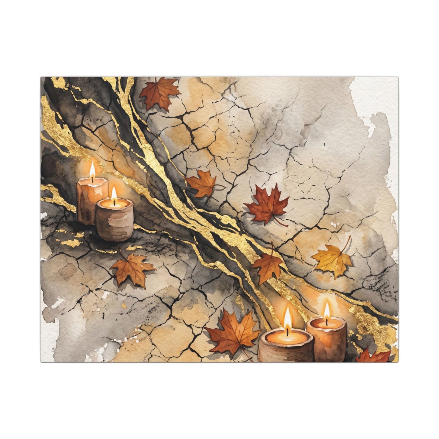 Cracked Earth Autumn Canvas Art | Japandi Warm Design