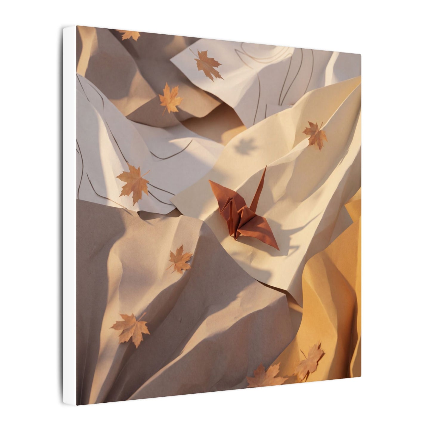 Autumn Paper Fold Minimal Line Canvas Art | Cozy Decor