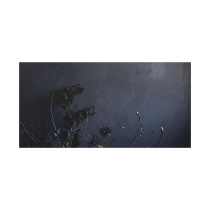 Dried Flowers Spring Canvas Art | Dark Japandi Moody Design