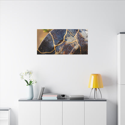 Fukinsei Rust Patina Canvas Art - Kintsugi Gold Repair