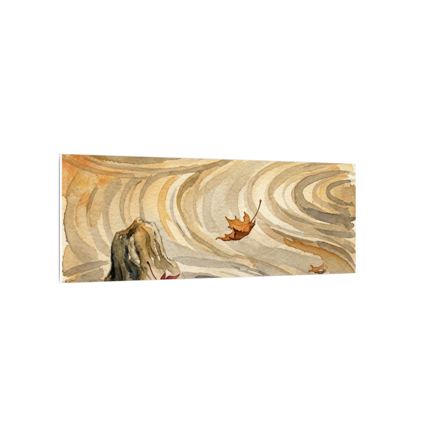 Autumn Rock Garden Watercolor Canvas Art | Neutral Decor
