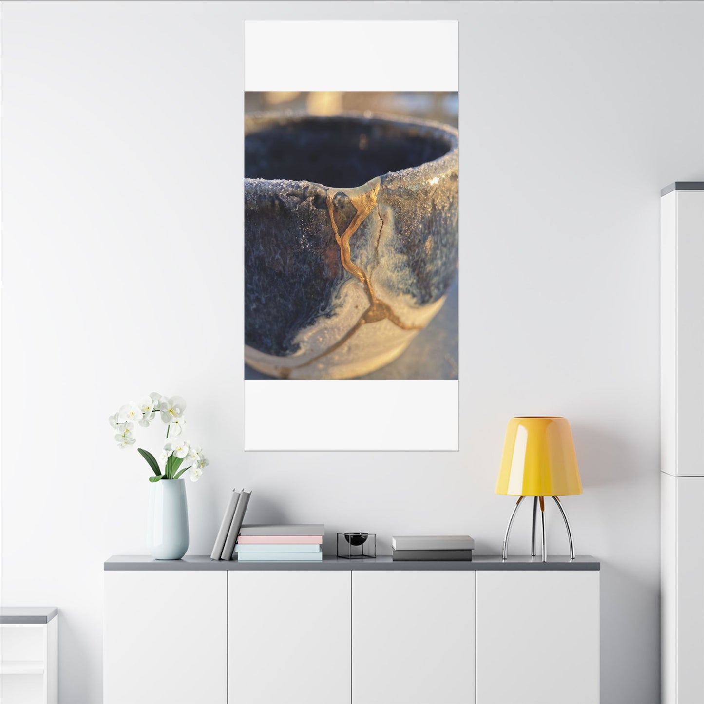 Winter Ceramic Bowl Gold Vein Canvas Art | Healing Decor