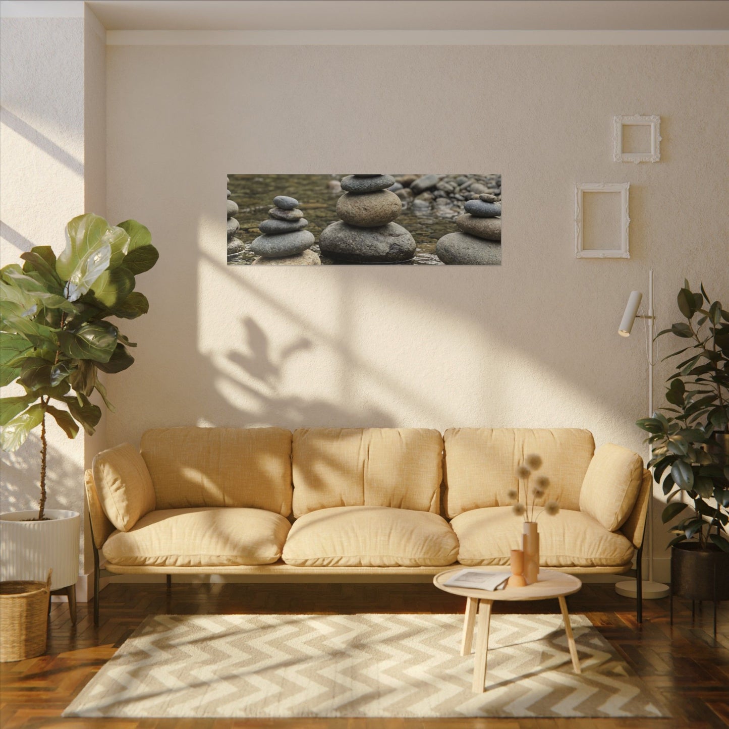 Zen River Stones in Dawn | Karesansui Canvas Art