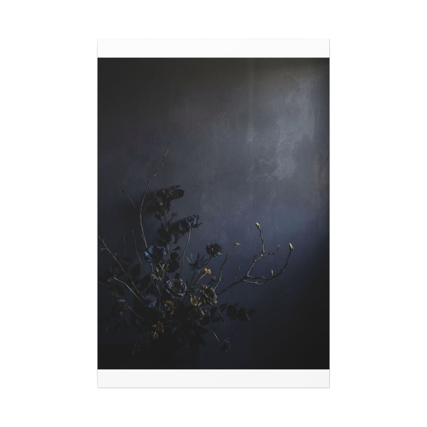 Dried Flowers Spring Canvas Art | Dark Japandi Moody Design