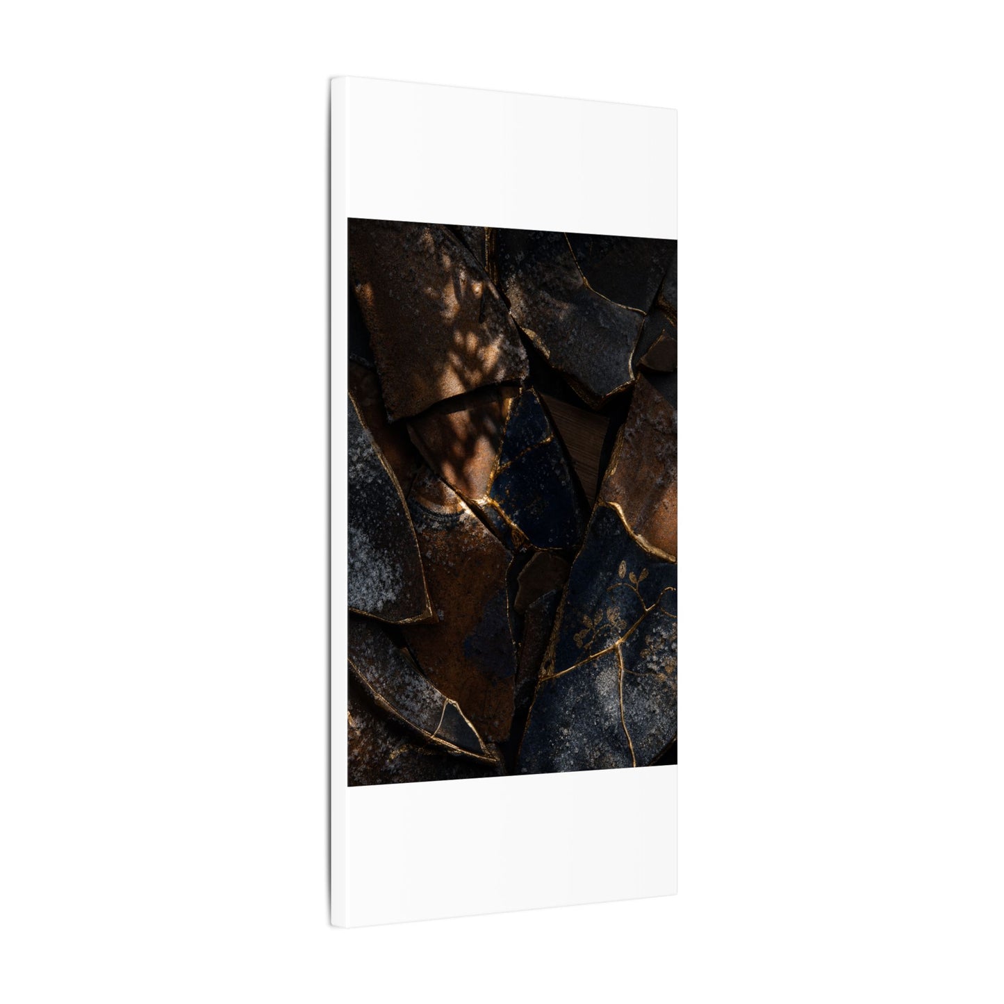 Fukinsei Broken Pottery Canvas Art - Dark Japandi Dark Texture