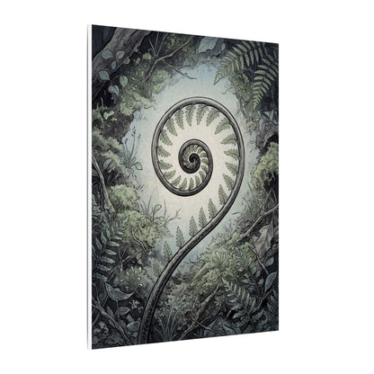 Zen Fern Unfurling in Dawn | Ukiyo E Inspired Canvas Art
