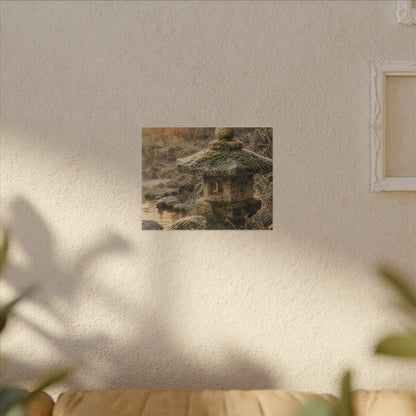 Winter Stone Lantern Watercolor Canvas Art | Earthy Decor