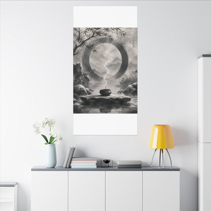 Incense Smoke Canvas Art | Winter Zen Sumi E Art