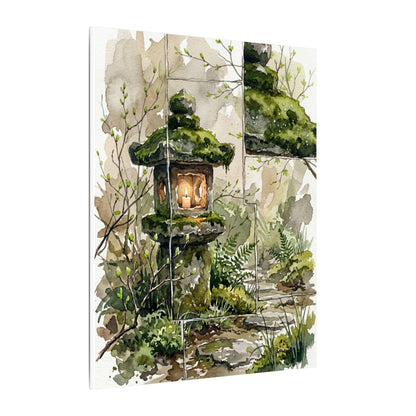 Stone Lantern Watercolor Canvas Art | Elegant Japandi Art
