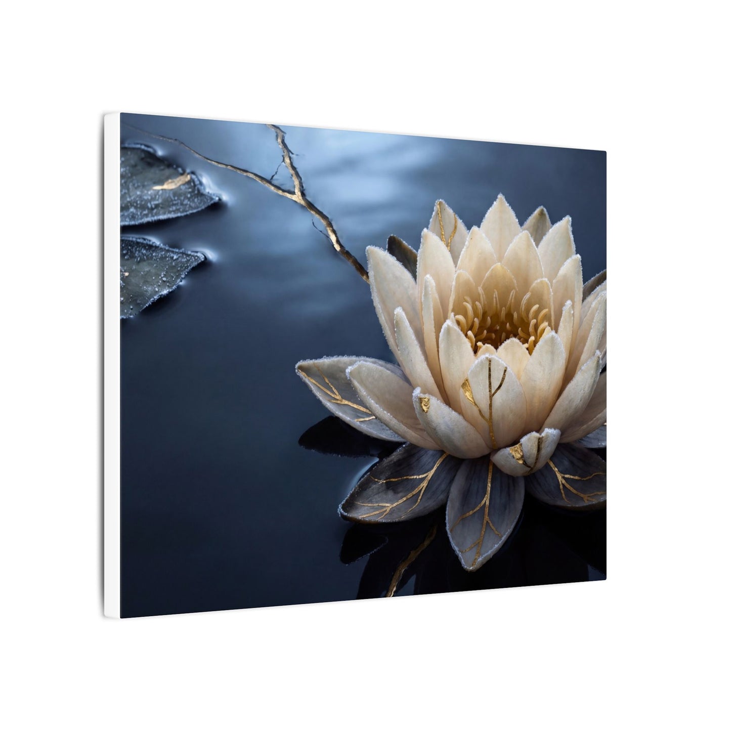 Beautiful Lotus Flower Canvas Art - Gold Vein Kintsugi
