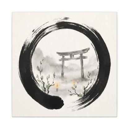 Spring Torii Gate Enso Canvas Art | Tranquil Decor