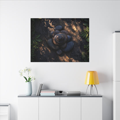 Ma River Stones Canvas Art - Dark Japandi Dark Texture
