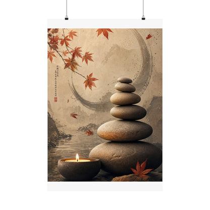Ma River Stones Wall Art Print - Japandi Japanese Pattern