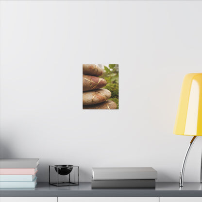 River Stones Summer Canvas Art | Kintsugi Healing Design