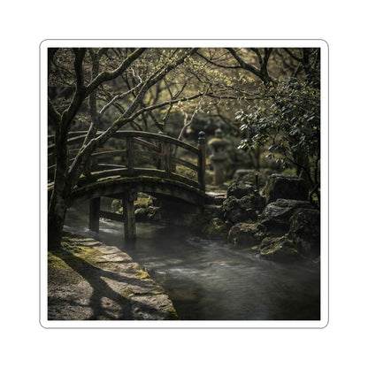 Wooden Bridge Shadow Zen Sticker | Bold Dark Japandi Art