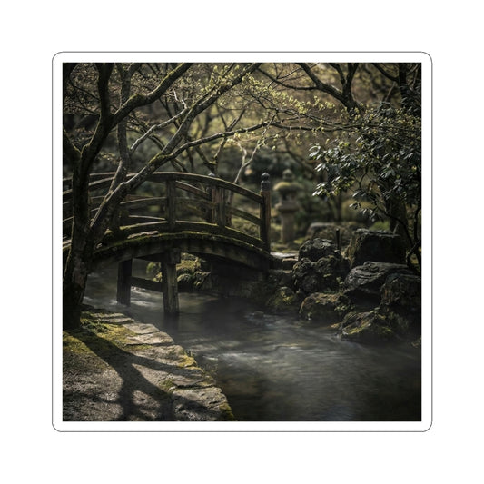 Wooden Bridge Shadow Zen Sticker | Bold Dark Japandi Art