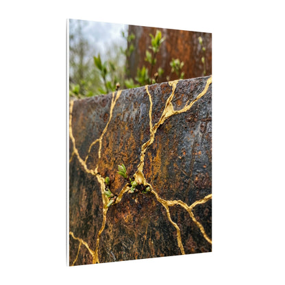 Mono No Aware Rust Patina Canvas Art - Kintsugi Gold Repair