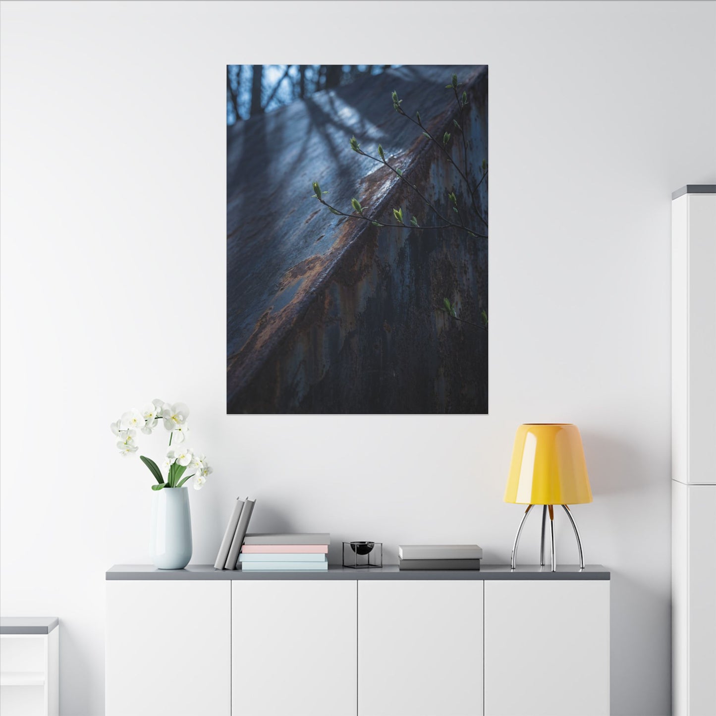 Rust Patina Canvas Art | Spring Dark Japandi Shadow Zen Art