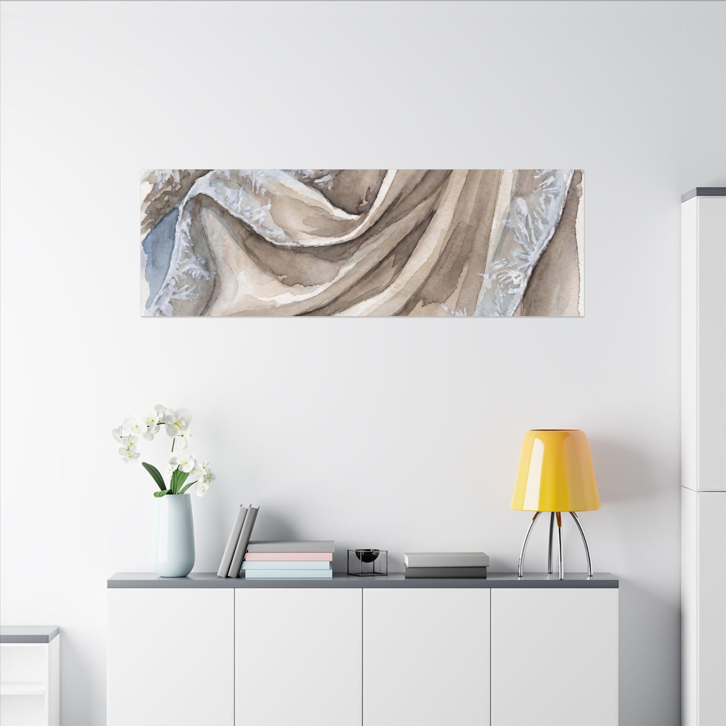 Silk Drape Winter Canvas Art | Japandi Cozy Design