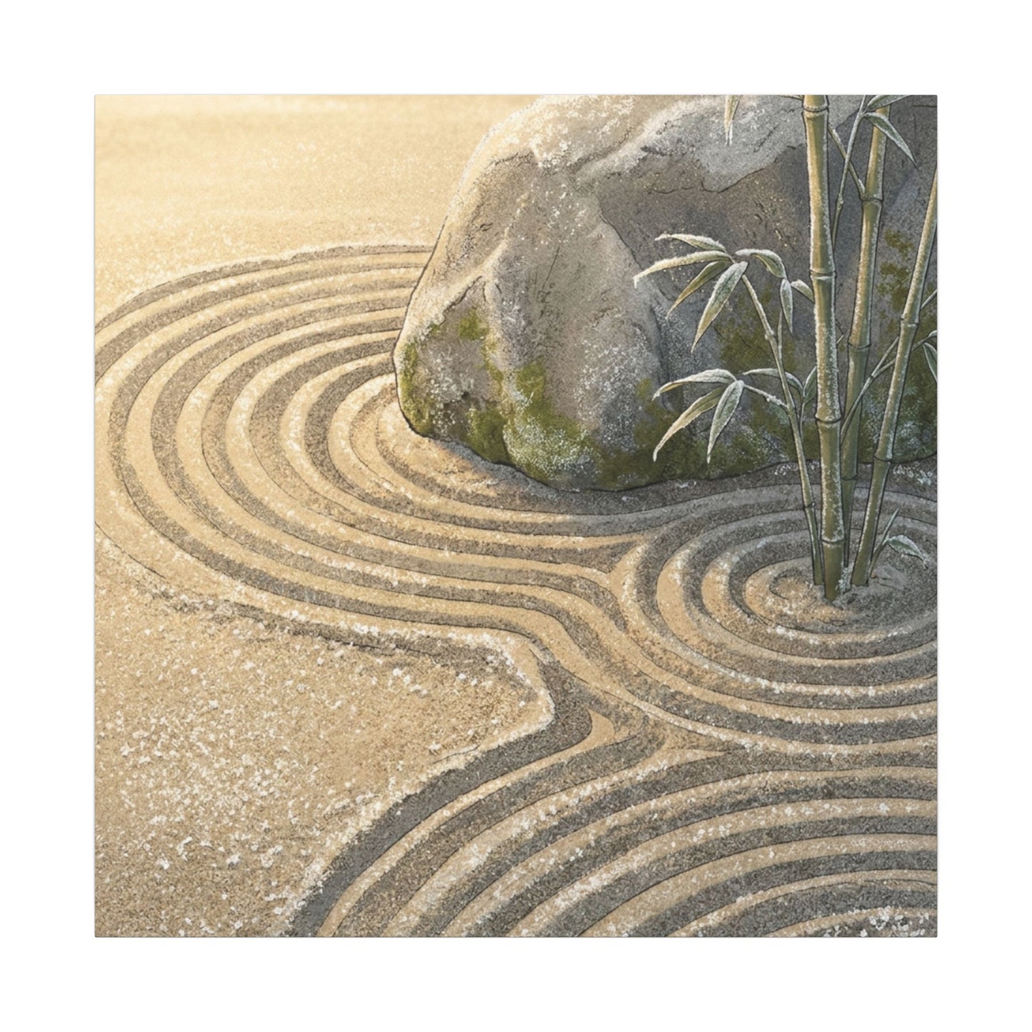 Rock Garden Winter Canvas Art | Zen Peaceful Design