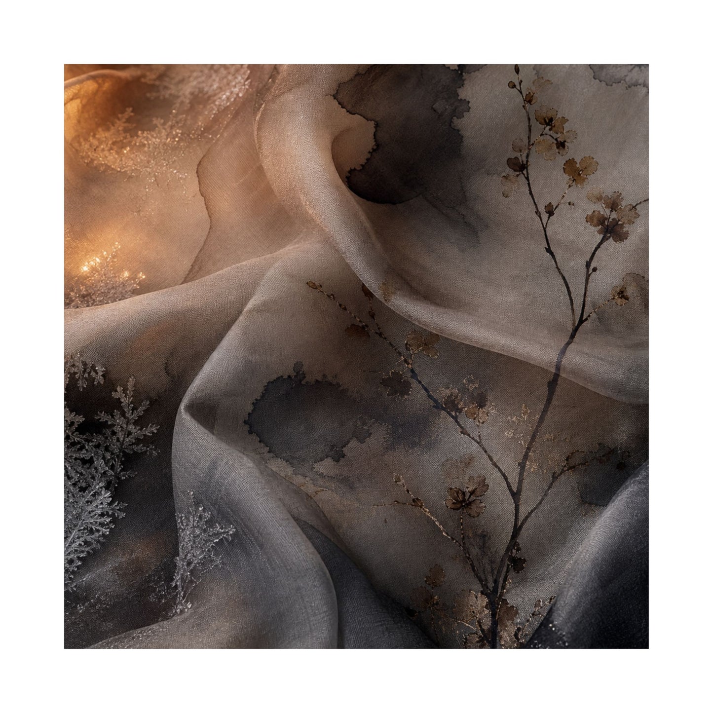 Candlelight Silk Drape Wall Art Print - Japandi Kanso