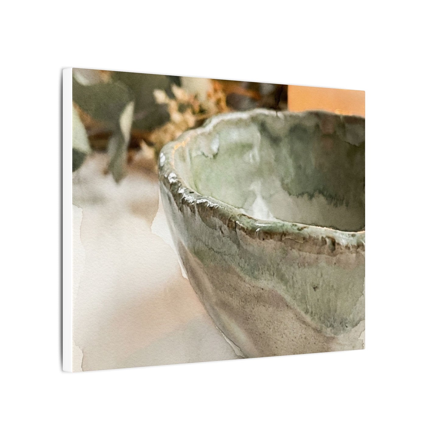 Ceramic Bowl Canvas Art | Summer Japandi Watercolor Art