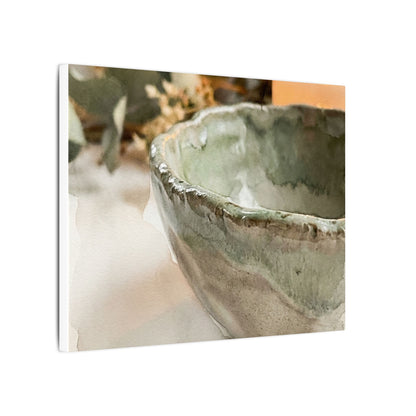 Ceramic Bowl Canvas Art | Summer Japandi Watercolor Art