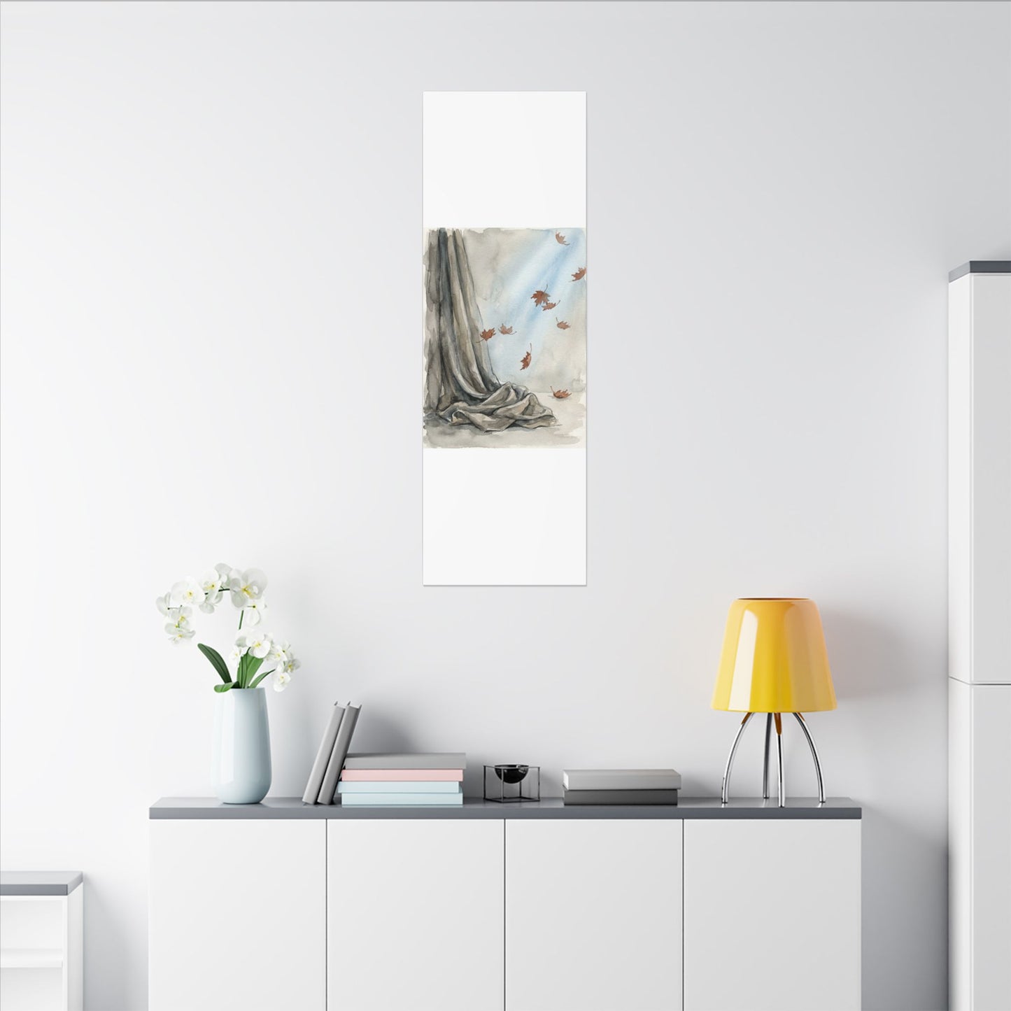 Ma Silk Drape Canvas Art - Japandi Watercolor