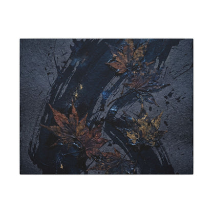 Sophisticated Ink Brushstroke Canvas Art - Dark Texture Dark Japandi Art Print