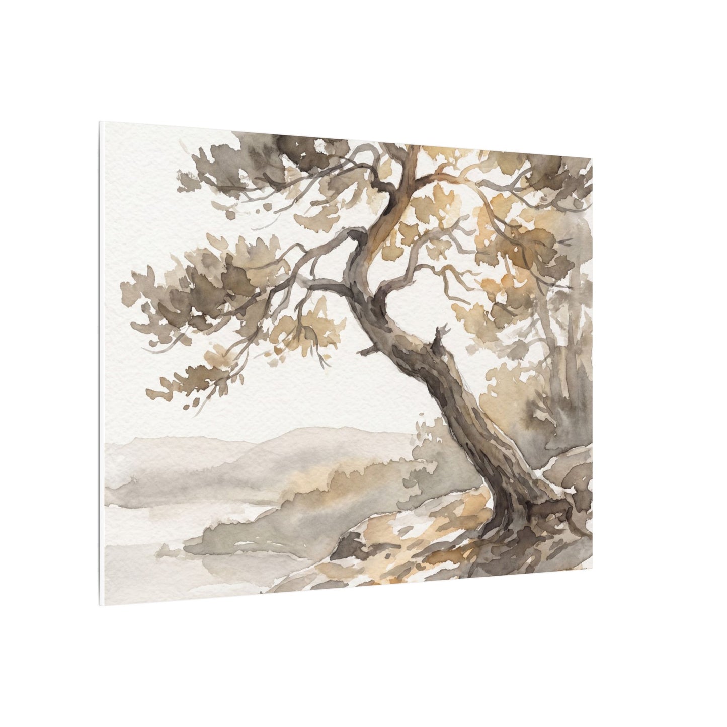 Pine Tree Watercolor Canvas Art | Elegant Japandi Art
