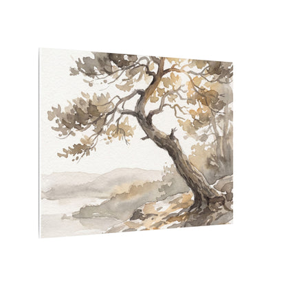 Pine Tree Watercolor Canvas Art | Elegant Japandi Art