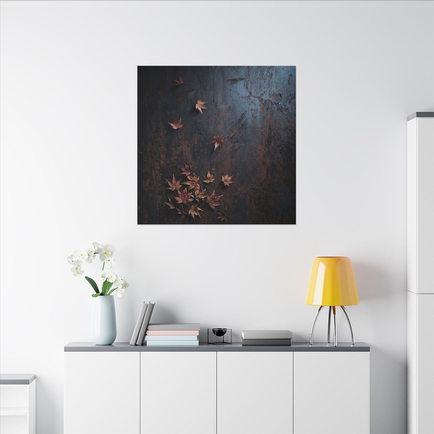 Moonlight Rust Patina Canvas Art - Dark Japandi Mono No Aware