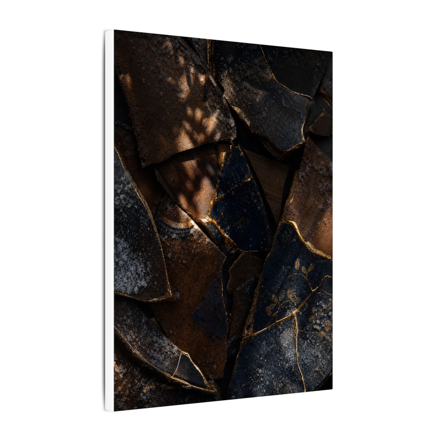 Fukinsei Broken Pottery Canvas Art - Dark Japandi Dark Texture