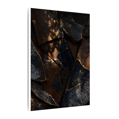 Fukinsei Broken Pottery Canvas Art - Dark Japandi Dark Texture