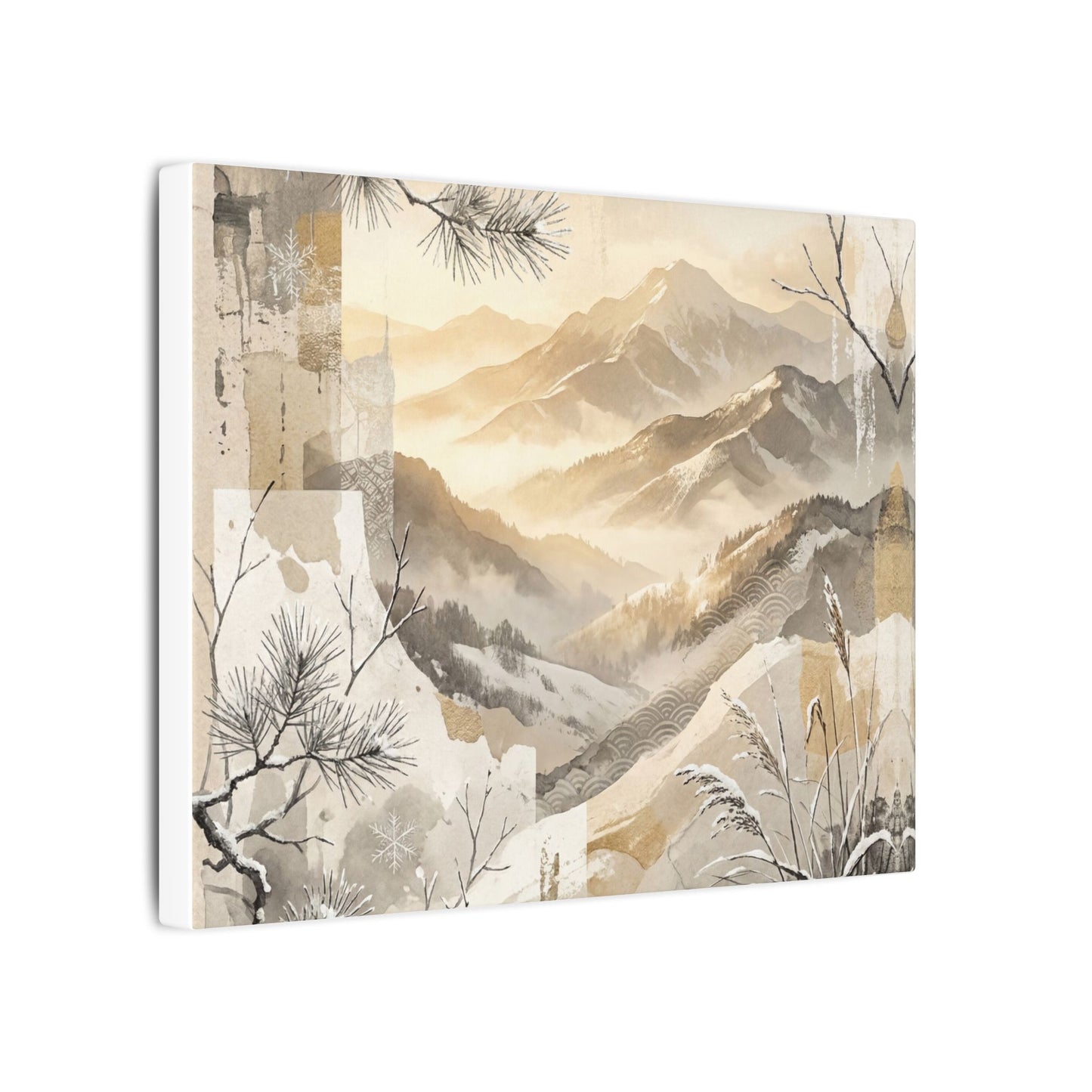 Shibui Mountain Mist Canvas Art - Japandi Japanese Pattern