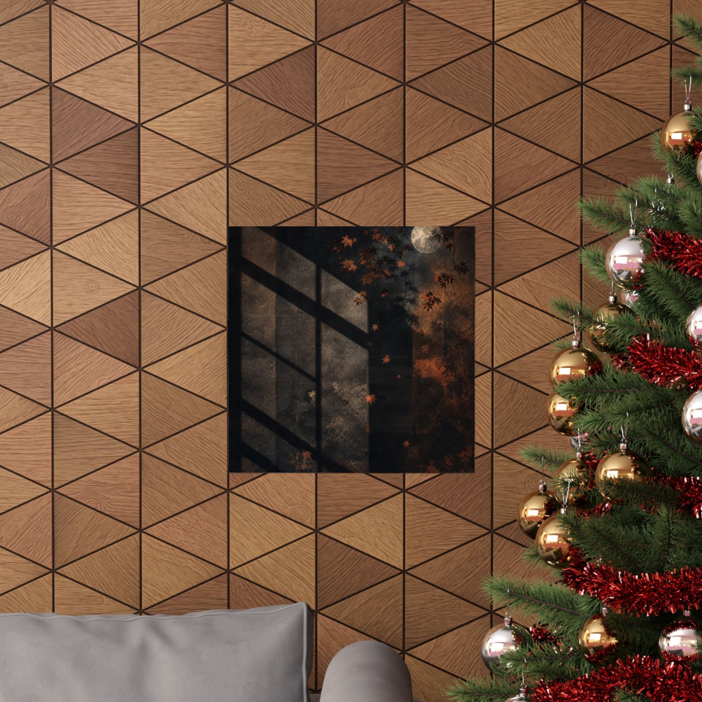 Shadow Play Autumn Wall Art Print | Dark Japandi Luxurious Design