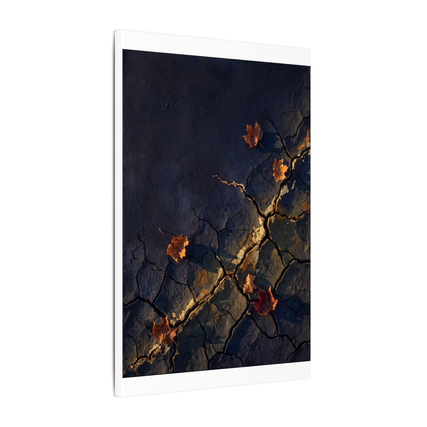 Cracked Earth Canvas Art | Autumn Dark Japandi Dark Texture Art