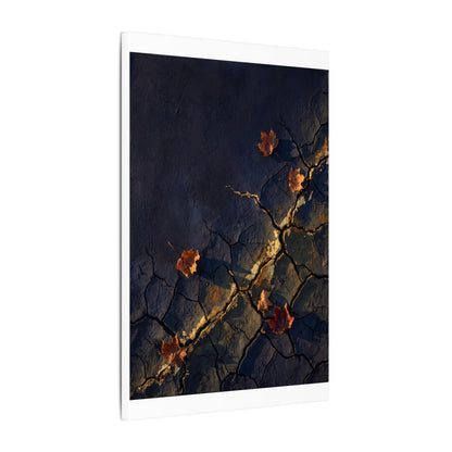 Cracked Earth Canvas Art | Autumn Dark Japandi Dark Texture Art