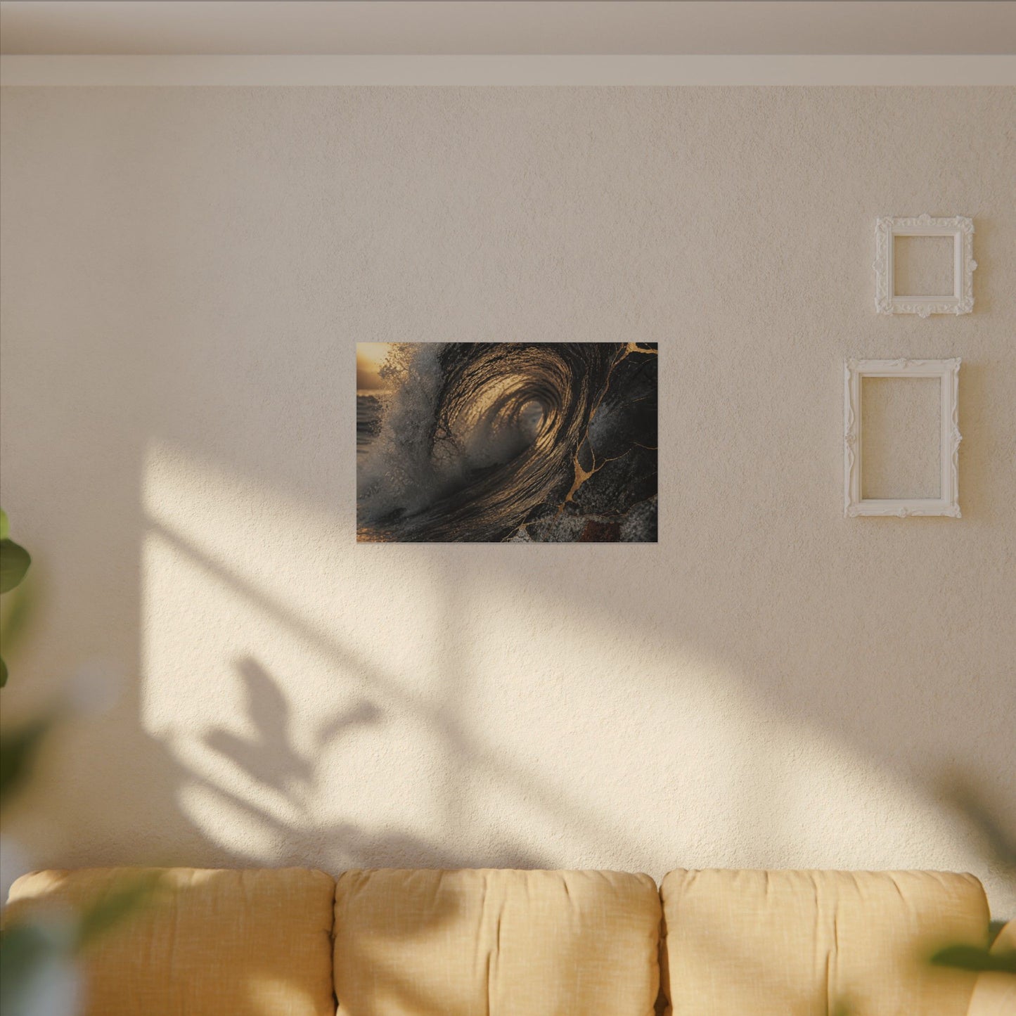 Kanso Ocean Wave Canvas Art - Kintsugi Gold Vein